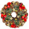 Couronne de Noël, Couronne de l'Avent de Noël Porte 30 cm, Couronne de Décorée avec 20 LED, Baies & Pommes de Pin, Guirlande de Noël Artificielle, Décoration de Porte de Noël