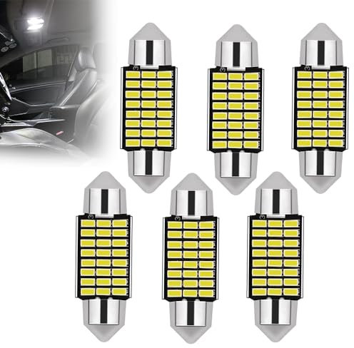 CJBIN Auto LED Innenbeleuchtung, 6 Stück 36MM 624 Lumen Led Auto Innenraumbeleuchtung, 12V Led innenraumbeleuchtung Birne Auto, Auto Innen Beleuchtung, Einfach zu Verwenden, Weiße Licht