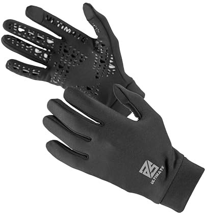 as ULTIMATE - Sporthandschuhe mit Gripmuster – Touchscreen-kompatibel & rutschfest – Ideal für Fußball, Laufen & Outdoor-Aktivitäten (Schwarz, S (9-12 Jahre))