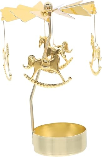 Candela Rotante Portacandele 4,6 x 13 cm Rotante Natalizio Supporto per Candela a Dorata Portacandele Portacandele Girevole Per la Decorazione Domestica per Feste Tavolo di Nozze (Cavallo)