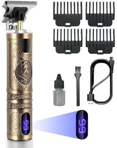HOMEASY Haarschneidemaschine Profi Haarschneider 4 in 1 Haarschneide Aufladbar Bartschneider Wasserdicht Barttrimmer USB für Haar Bart Gesicht Kopf Körper Gold Herren Jungen