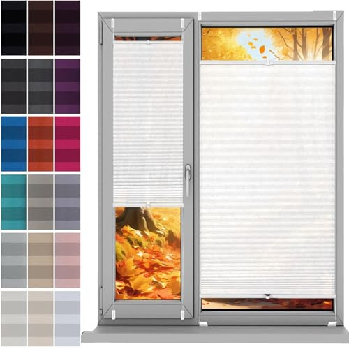 Estor Enrollable Estores sin Taladrar 82 x 90 cm, sin Taladrar, Opaco, Deja Pasar La Luz, Estor Enrollable Estor Translucido, Estor Noche y Día Ventana, para Ventanas, Puertas, Blanco