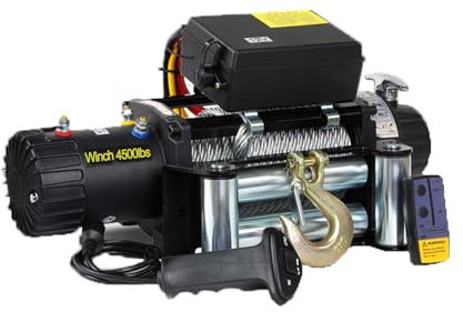 JIEYUGH Electric Winch，with Hawse Fairlead,Off-Road Waterproof Steel Cable Winch，with Roller Fairlead & Mounting Plate，for Towing Off Road Trailer(4500LB)