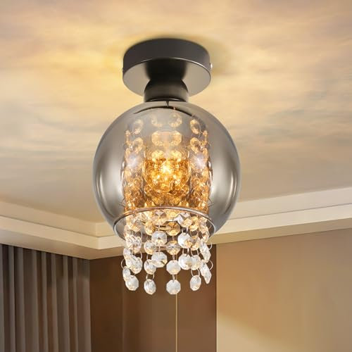 ZMH lampada da soffitto camera da letto corridoio - corridoio lampada vetro E27 grigio fumo moderno sala da pranzo palla cucina lampada cristallo per la cucina (senza lampadina)