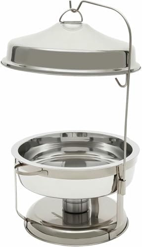 Chafing Disk Buffet Set, Rostfritt Stål Chafing Disk Buffet Set Bärbar Bufféserver Rund Buffé Chafer Server Och Matvärmare Med Lock På Toppen, Round Food P,Silver