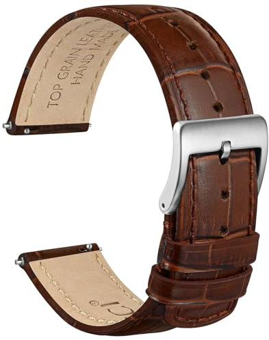 WOCCI Watch Straps, Top Grain Leather, Embossed Alligator Grain, Quick Release, Band Width 18mm 20mm 22mm