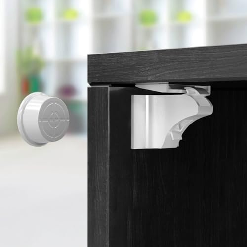 Child Safety Magnetic Cupboard Locks, 10 Locks + 2 Magnetic Keys, Invisible Adhesive Child Safety Locks for Cabinets, Drawers and Wardrobes, No Tools or Drilling