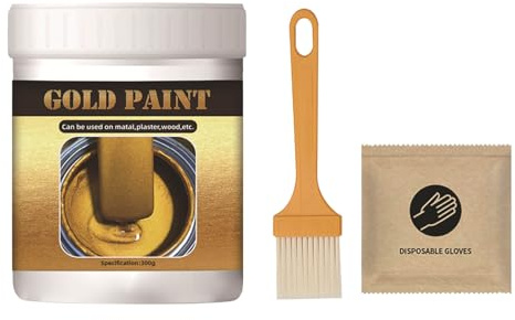 Vernice Foglia Ořo – 300g Pittura Ořo a Base d’Acqua | Polvere d’ Liquida per Arte e Artigianato – Vernice Decorativa per Porte Finestre Mobili Ringhiere Ferro Pareti Legno Gioielli, Cambio Colore,