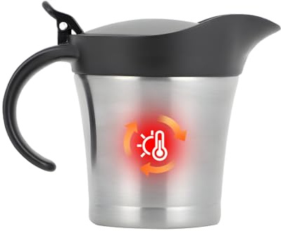 Thermal Gravy Boat, Sauce Dish with Lid of 45cl, Stainless Steel Sauce Pan, for Buffet Salad Meeting Party Kitchen Catering Service Hotels and Restaurants