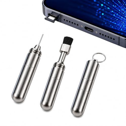 PortPlugs SIM Tray Ejector Tool + Charging Port Cleaning Brush for Phones & Earbuds - SIM Card Removal Tool, Reset Pin, AirPods Utility