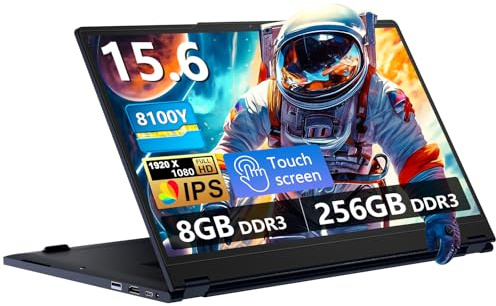 15,6 Pulgadas Ordenador Portátil 2 en 1,Core 8100Y procesador 8 GB RAM 256 GB SSD PC Portátil, Pantalla 1920*1080 Portátil, Tybe C, USB 3.0, Wi-Fi 5 y BT 5.0 ultradelgado y ligero Computadora Laptop