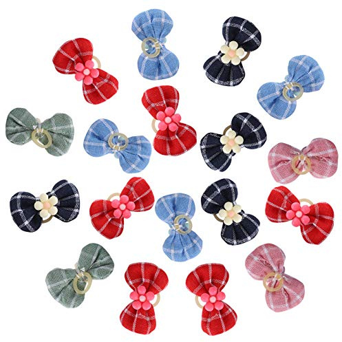 Accesorios para la Cabeza con Lazo para Mascotas, cordón elástico, decoración con Nudo de Flor, Accesorio para Gatos, Perros, Material de poliéster, 20 Piezas, Colorido, de Moda,