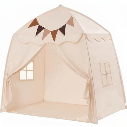 LUPATDY Tienda de campaña infantil 2 en 1 para interiores, con luces LED y decoración, para habitación infantil, interior para dormitorio, sala de juegos, tienda de juegos plegable para niñas y niños