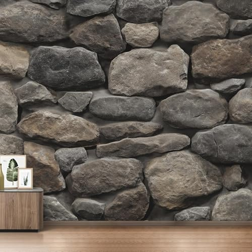 3D Papel Pintado Panorámico Muro de Piedra Fotomurales 400 x 280 cm Papel Tapiz Fotográfico Piedra No Tejido Murales Modernos Decoración de Pared, Salón y Dormitorio m379
