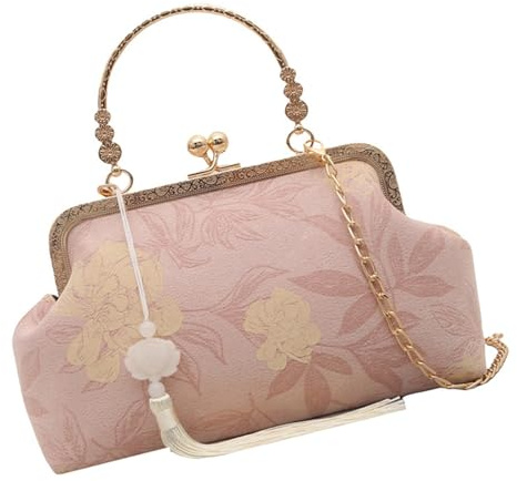 KMGDM Bolso de hombro de cadena refinada con detalles de bordado únicos ligero y práctico bolso cruzado para ocasiones de noche bordado tradicional, B