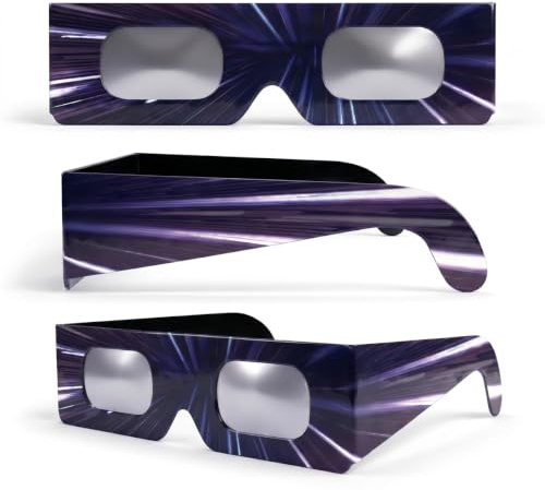 SAFE ECLIPSE 2/6/12-pack, solförmörkelseglasögon, 45 mm båghöjd, passar över glasögon med styrka, testade enligt EN ISO 12312-2:2015, CE-märkta för säker direkt solobservation – Warp Speed