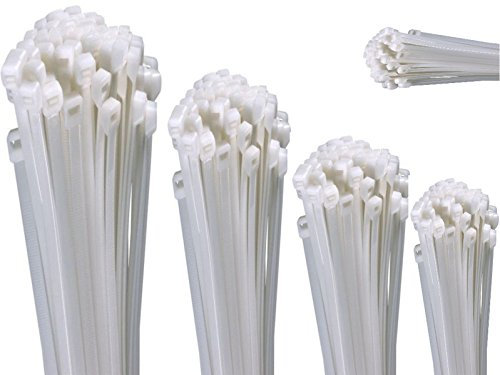 Proteco-Werkzeug 500 Stück Profi Kabelbinder Set weiss je 100 x 370/300 / 250/200 / 100 mm UV stabil selbstlöschend Polyamid Neugranulat