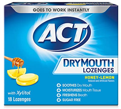 ACT Dry Mouth Lozenges With Xylitol, Sugar Free Honey-Lemon, 18 Count