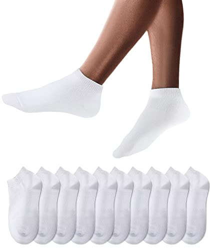 YouShow Sneaker Calzini Uomo Donna Calze Sportive Corta 10 Paia Cotone Unisex OEKO-TEX standard 100 (bianca, 35-38)