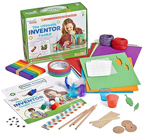 Learning Resources Der coole Erfinder-Baukasten, ab 8 Jahren, 10 Konstruktionsherausforderungen und 259 kindgerechte Baumaterialien, Bau-Spielzeug, Modellbaukasten für Kinder, Bastelsets,MINT-Sets