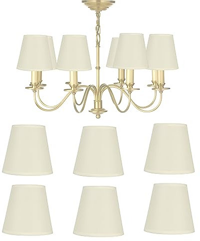 6Pcs Chandelier Lampshade, Household Modern E14 Clip On Fabric Lampshade Small Lamp Shade, Cream‑Coloured Droplight Wall Lamp Shade Accessory