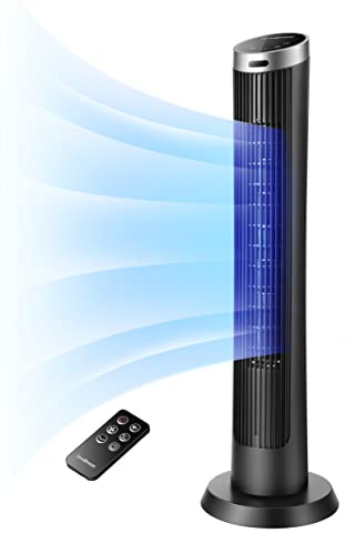 OmniBreeze Digital Electric Tower Fan, with Remote Control, LED Display, Standing Bladeless Floor Fans Cooling and Quite Indoor Living Room Bedroom use (36 Inch)…
