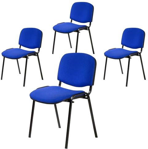 Topsit 4er Set Besucherstuhl ISO, Bequemer Konferenzstuhl, stapelbar, mit gepolsterter Sitzfläche und Rückenlehne (Blau)