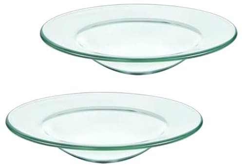 MAGICLULU 2 Stück Ersatz-Ölwärmerschale Runde Glasschale Wachsschmelzkerzenwärmerschale Platte Tablett Für Aromalampen Elektrische Lampen Öl- Und Tortenwärmer 10 2 cm
