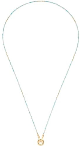 JEWELS BY LEONARDO Halskette Clip & Mix Pippa • zarte Kette aus goldfarbenem Edelstahl • natürliche Amazonit-Perlen • Ring zum Anhängen von Charms • 70 cm Länge • Geschenk Damen • 023748