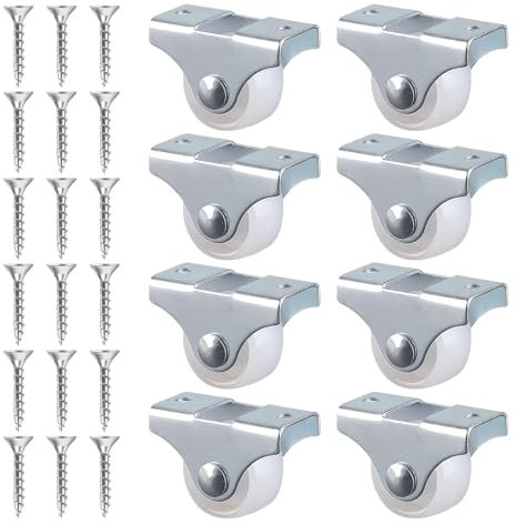 Kit de Ruedas de Goma para Muebles: Incluye 8 Ruedas Fijas de 25mm con Placa de Montaje y 18 Tornillos, Ideal para Camas Nido, Muebles Ligeros y Pesados, No Dejan Marcas, Fácil Instalación (1 inch)