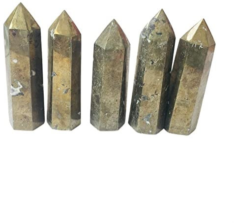RNUMLIGH Natürlicher Kristall, 1 Stück, natürlicher Edelsteinstab, Kristallsteine, Pyrit-Kristallstab, Spitze zur Dekoration ZoCzkgzd (Size : 6cm)
