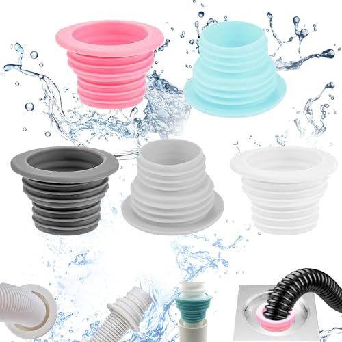 Lot de 5 Bouchons en Silicone pour Tuyau de vidange de Machine à Lave, Joint d'Étanchéité pour Tuyau d'Égout,Bouchon D'étanchéité Déodorant, pour Cuisine, buanderie, Salle de Bain, Baignoire, Cuisine