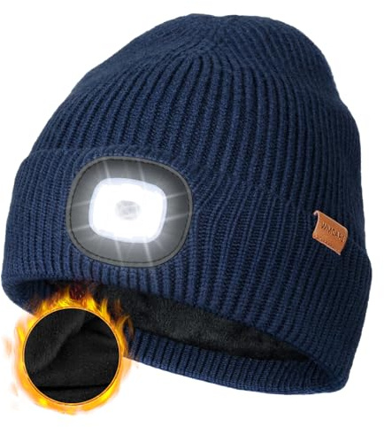 Wmcaps LED Beanie with Earflaps,Fleece-Lined Hat,Type-C Rechargeable
