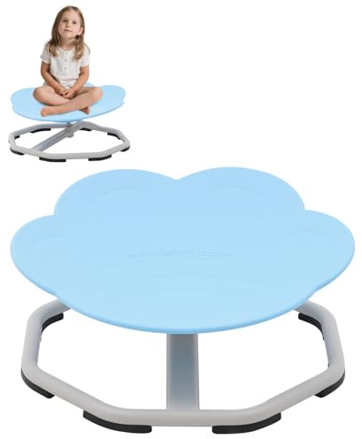 YULEYU Karrousel Chaise pivotante sensorielle pour enfant, entraînement de coordination physique et d'équilibre, chaise d'équilibre pour autisme, base en métal antidérapante (bleu)