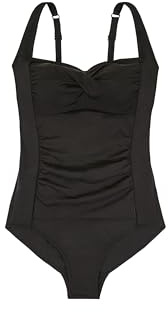 Dorina Fiji Maillot de Bain Sculptant Légèrement Rembourré, sans Fil, Contrôle Moyen, Modelage du Ventre, Détail Frontale Torsadé, Bretelles Ajustables, Noir