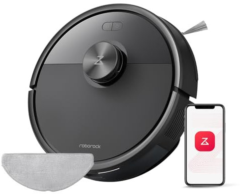 roborock Q7 M5-Set Saugroboter mit Wischfunktion, 10.000Pa Saugkraft, Dual Anti-Tangle-System, 150Min Laufzeit, LiDAR Navigation, Staubsauger Roboter für Teppich, Tierhaare, APP Steuerung (Schwarz)