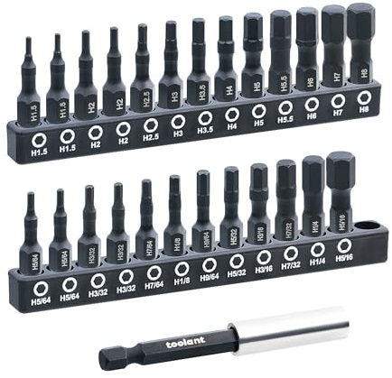 toolant 26-Piece Metric & SAE Hex Bit Set with Quick-Change Holder