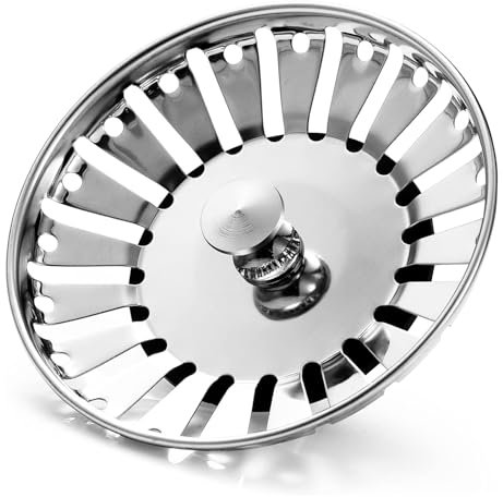 AOOTUERL tapon desague Fregadero Cocina 84mm,Tapon Fregadero, Cocina tapón Fregadero, Filtro Desague Fregadero, colador Cesta,Rejilla Fregadero Cocina, Tapón Desagüe Acero Inoxidable