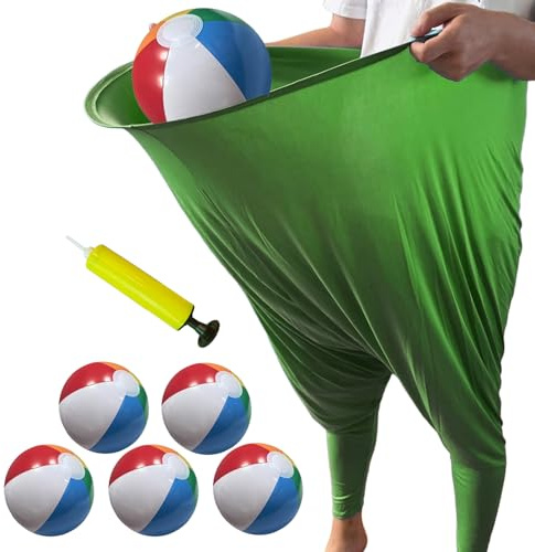 Juego de Patio Granny Pants, Juego de Exterior Granny Pants, Divertido pantalón elástico Gigante con 5 Bolas rebotantes, Juegos De Lanzamiento Recreativos Gigantes(Verde)