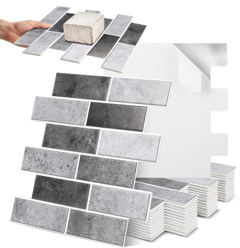 3D-kakelklistermärken, set med 10 stycken, kakeldekaler för vardagsrum, sovrum, kök, badrum (grå)