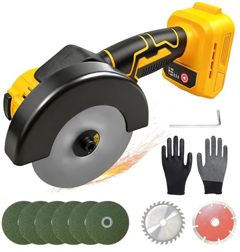 Amoladora angular inalámbrica, kit de amoladora angular sin escobillas compatible con batería Dewalt de 20 V, herramienta de amoladora eléctrica de 12 000 RPM con 6 discos de desbaste de 10 cm, 2