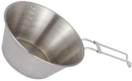 INOOMP Bol Pliable Camping en Acier Inoxydable 550Ml avec Poignée, Léger et Compact, Intérieur Brossé Facile à Nettoyer, pour Barbecue et Randonnée en Plein Air