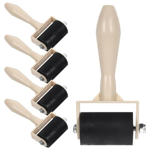 Generico Set da 5 Pezzi Rulli per Stampa in Gomma e Plastica per Bambini Rullo Inchiostratore per Stampa e Diffusione Inchiostro e Timbratura
