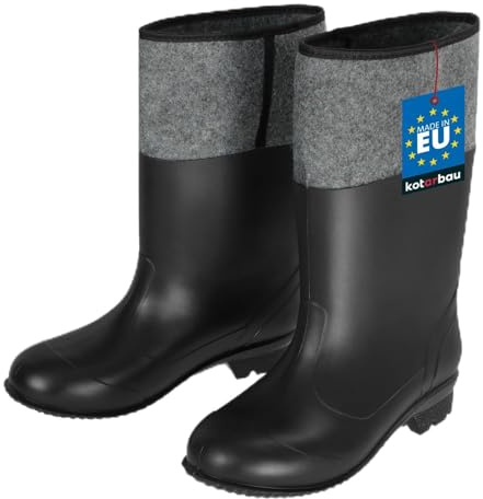 KOTARBAU Stivali di gomma in feltro, unisex, stivali da lavoro, stivali di gomma, impermeabili, invernali, stivali da lavoro, stivali da pioggia