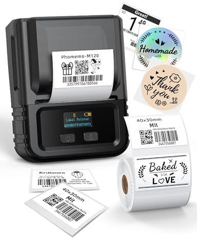 Phomemo M120 Label Maker Machine 2 Inch, Thermal Label Printer Compatible with IOS & Android, Portable Wireless Sticker Printer for Barcode, Retail, Home Use, Office, Small Business