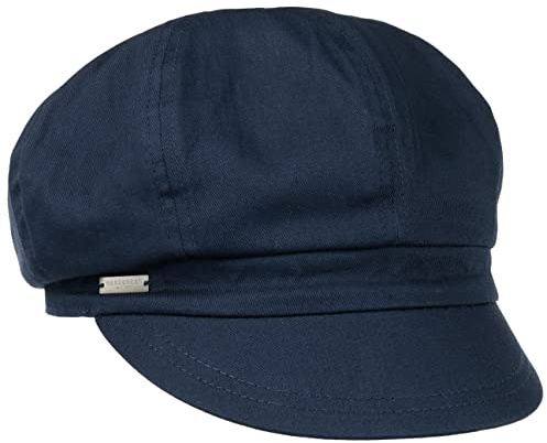 Seeberger Azalee Ballonmütze Damencap Newsboy-Mütze Balloncap Baumwollcap Sommercap Damen - mit Schirm, Futter Sommer Frühling-Sommer - One Size dunkelblau
