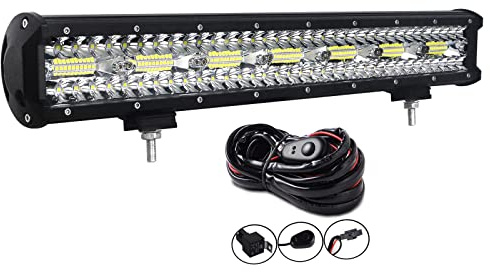 AUXTINGS 58 cm 480W Triple Fila 8D camper furgoneta barra led 4X4 luz de la barra LED Spot Inundación Combo Beam + Kit de arnés de cableado DC 12V-24V 6000K para vehículos offroad 4x4 ATV UTVS