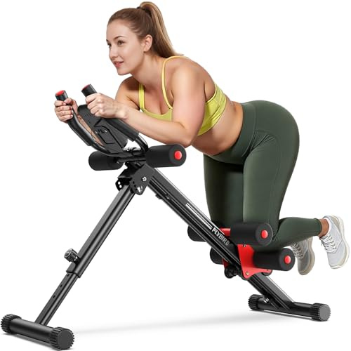 FLYBIRD Entraîneur Abdominal, Machine à Abdos Réglable pour Entraînement Corps Entier Gym à Domicile, Équipement de Force Mise en Forme, Entraîneur de Taille Pliant Adapté aux Débutants-Rouge