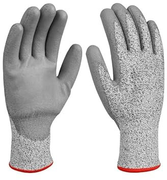 Gants Résistants aux Coupures Niveau 5 (4X43C) Taille L – Confort 3D Fit, Prise Ferme, Smart Touch, Fins et Légers,