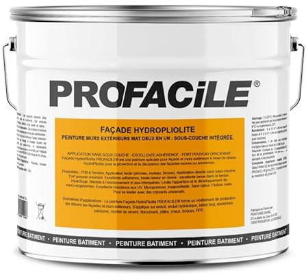PROFACILE Peinture façade mat HydroPliolite, impression, finition, durable jusqu'a 10 ans 10 litres Beige (RAL 080 80 10)